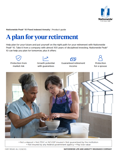 Retirement planning brochure showing financial security options